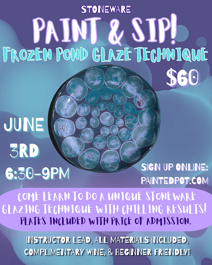 Frozen Pond Paint and Sip event flyer